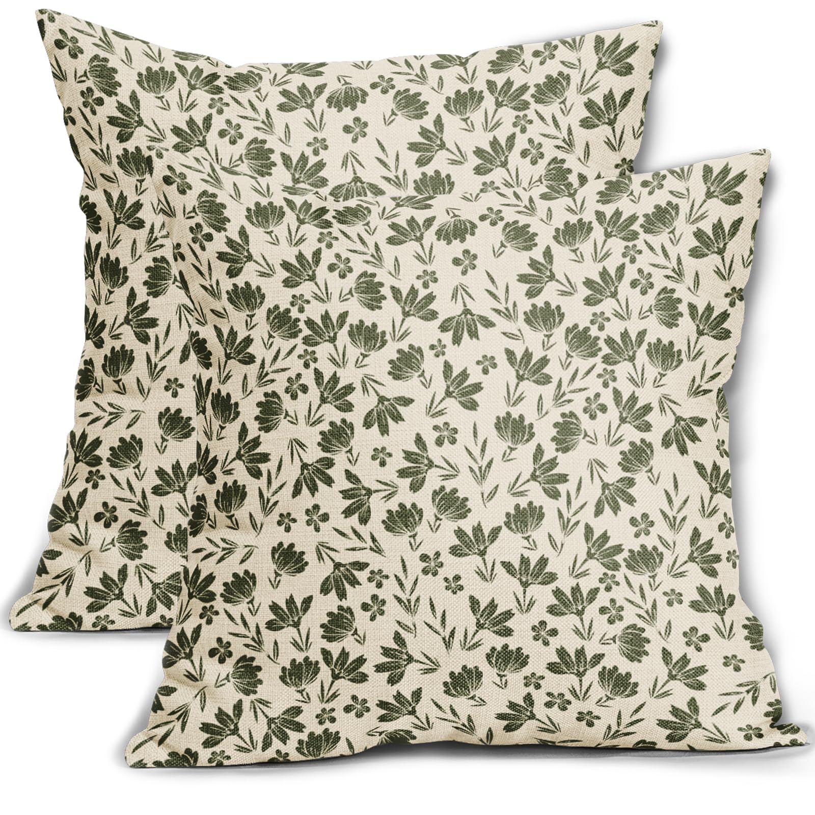 Capas De Travesseiro Aytipun Olive Green Floral 60x60cm Conjunto De 2