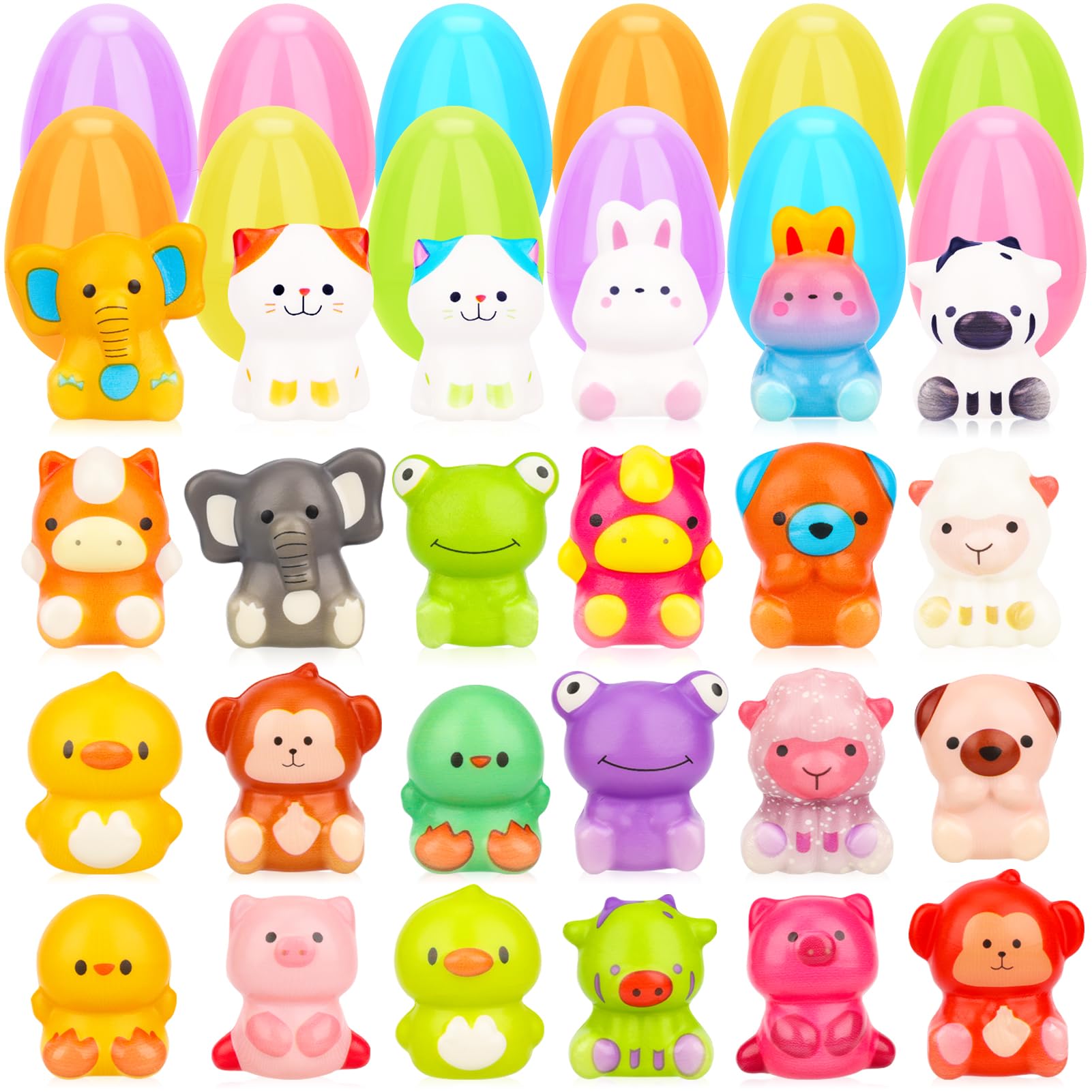 Enchimentos De Ovos De Páscoa Gralima Animal Squishy Toys, Pacote Com 24