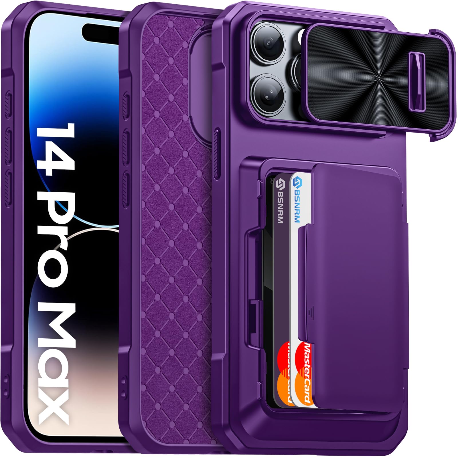 Capa Carteira Para Iphone 14 Pro Max Bsnrm Roxa