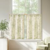 Cortinas De Janela Jinchan Rustic Floral Tier 26x60cm 2 Painéis