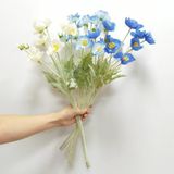 Flores Artificiais Dodxiaobeul, Seda De Papoula, 9 Peças, Azul, Branco