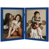 Porta-retratos Decoruhome Double 20x25cm Vertical Azul Madeira