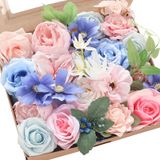 Flores Artificiais Floroom Pink Blush Blue Roses Peônias
