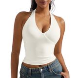 Camiseta Regata Feminina Sexy Omkagi Com Decote Em V Sem Mangas Y2k