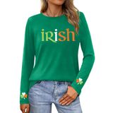 Camisa Feminina Pechar St Patricks Day Shamrock De Manga Comprida