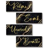 Decoração De Banheiro Onizhity Black Gold Wall Decor 4 Unidades