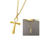 Cordão Corrente Masculino 60cm Grumet 3mm Pingente Cruz