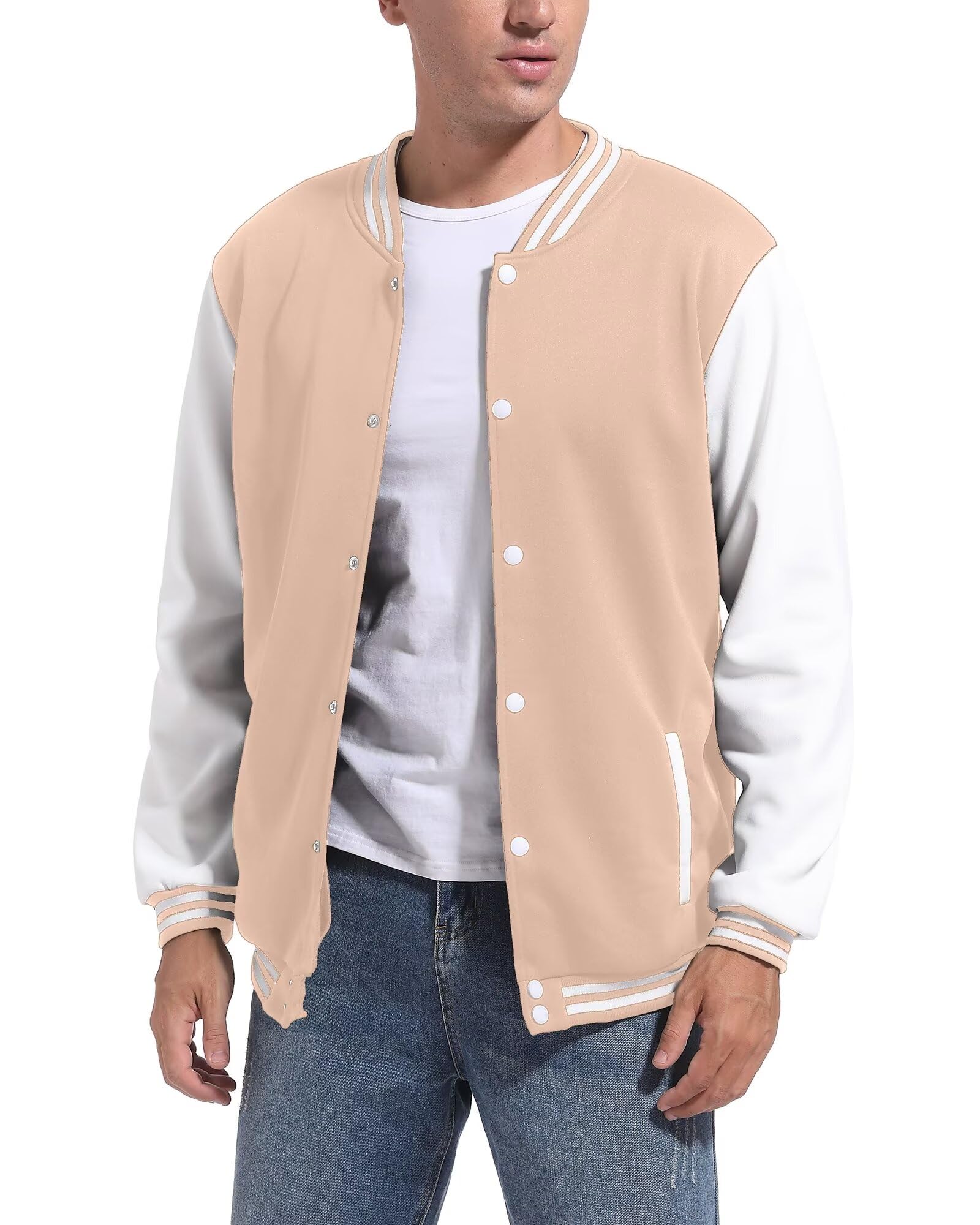 Jaqueta De Beisebol Varsity Dhspkn Masculina Causal Slim Fit Cáqui