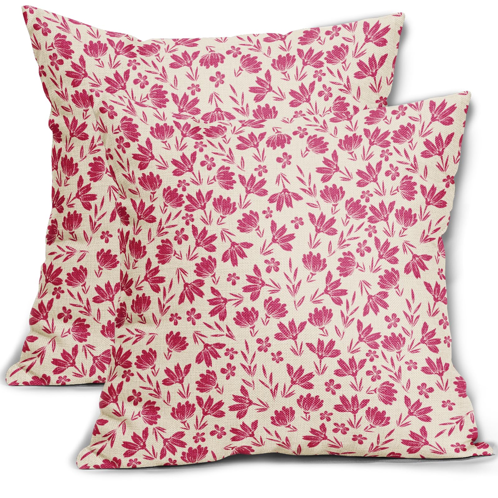 Capas De Travesseiro Aytipun Hot Pink Floral 60x60cm, Conjunto De 2