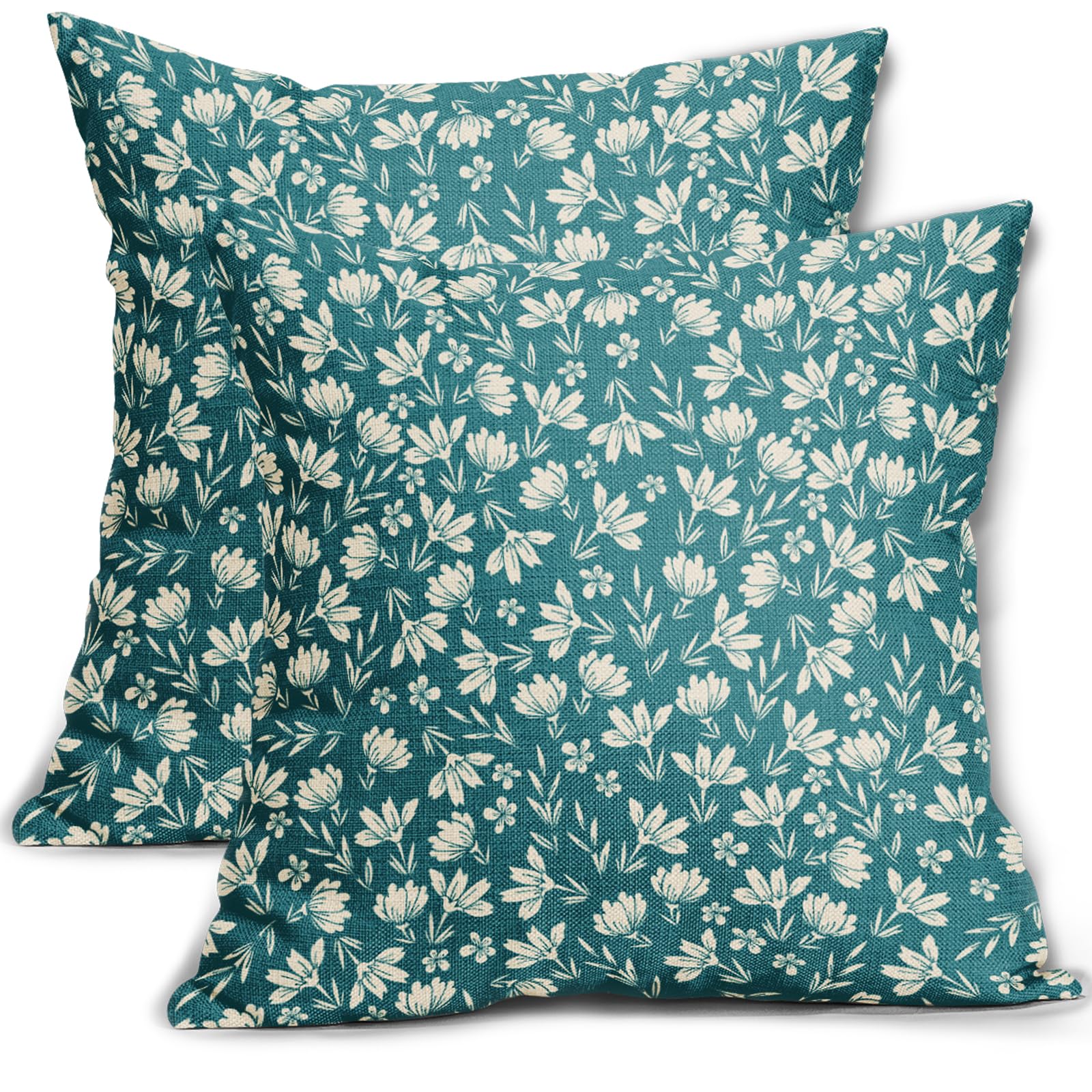 Capas De Travesseiro Aytipun Teal Vintage Floral 60x60cm, Conjunto De 2