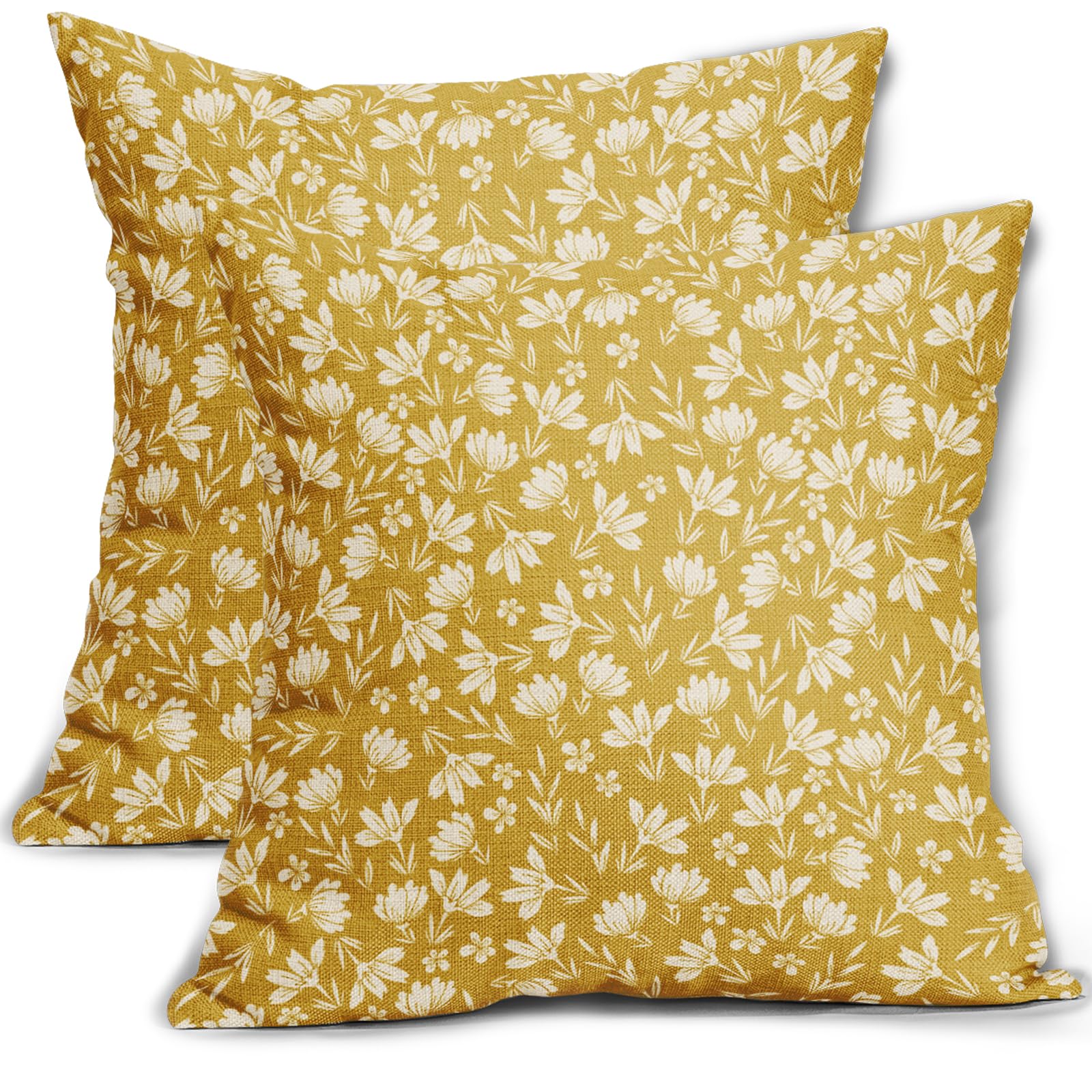 Capas De Travesseiro Aytipun Vintage Floral Yellow 60x60cm Conjunto De 2