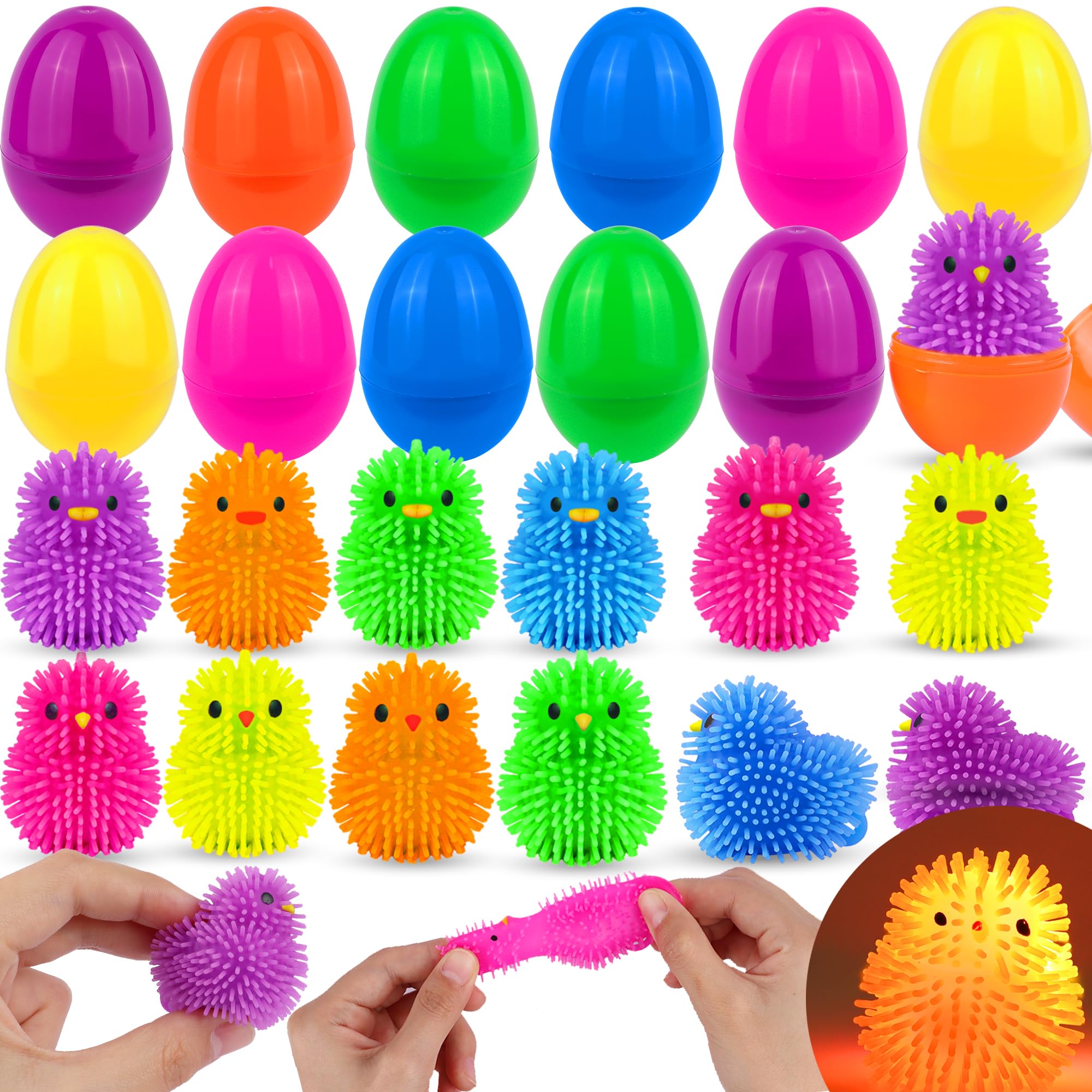 Bolinhas Led Puffer Balls Recheadas Com Ovos De Páscoa, 12 Pacotes Para Crianças