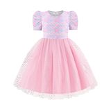 Vestido Tutu Infantil Arshiner Summer Tule Pink Mermaid 5t Girl