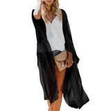 Cardigã Kimono Maybuy Feminino Boho Chiffon Beach Preto
