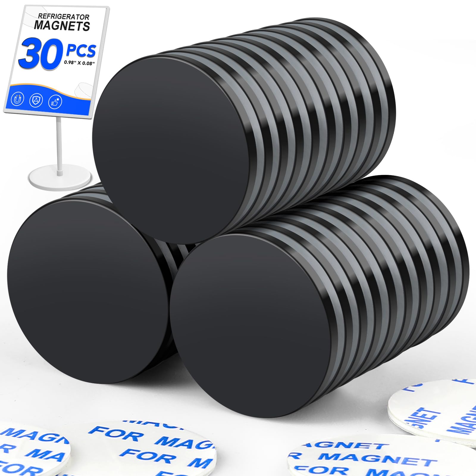 Suporte Adesivo Preto Magnet Lovimag, Pacote Com 30, 25 Mm X 2 Mm