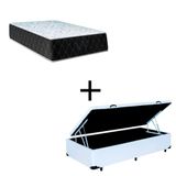 Cama Box Baú Solteiro 88 Tecido Sintético Branco Com Colchão Marrocos - Poliéster - Espuma D33 30cm