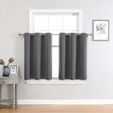 Cortinas De Janela Chrisdowa Small, 91 Cm De Comprimento, Quarto Cinza, 2 Painéis