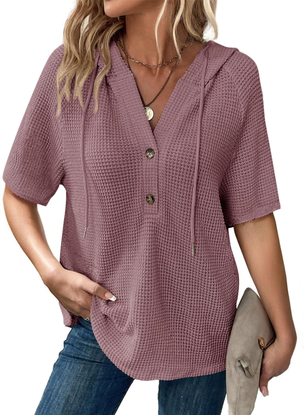 Top Dokotoo Summer Para Mulheres 2025 Waffle Knit Purple
