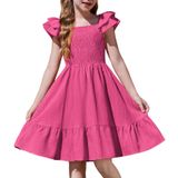 Vestido Arshiner Hot Pink Para Meninas, Festa De Aniversário, Tamanho 7-8
