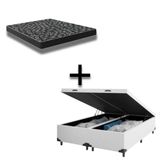 Cama Box Baú Casal 138 Bipartido Tecido Sintético Branco Com Colchão Espuma D20 - Tampo Preto Bello Box 12cm