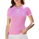 Suéteres De Verão Para Mulheres, Camisola Polo De Malha Rosa Tamanho L