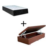 Cama Box Baú Solteiro 88 Tecido Sintético Marrom Com Colchão Marrocos - Poliéster - Espuma D33 30cm