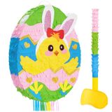Piñata De Ovo De Páscoa Wernnsai Coelhinho Da Páscoa Com Venda Nos Olhos E Bastão