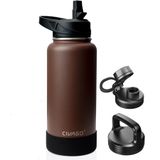 Garrafa De Água Civago Isolada 950ml Em Aço Inoxidável Marrom Escuro