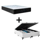 Cama Box Baú Queen 158 Tecido Sintético Branco Com Colchão Marrocos - Poliéster - Espuma D33 30cm