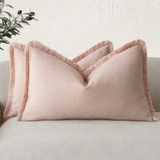 Capas De Almofada Findtower Linen Fringe 30x60 Cm Rosa Claro
