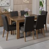 Conjunto Sala De Jantar Mesa Tampo De Vidro 6 Cadeiras Rustic/oxford Odara Madesa