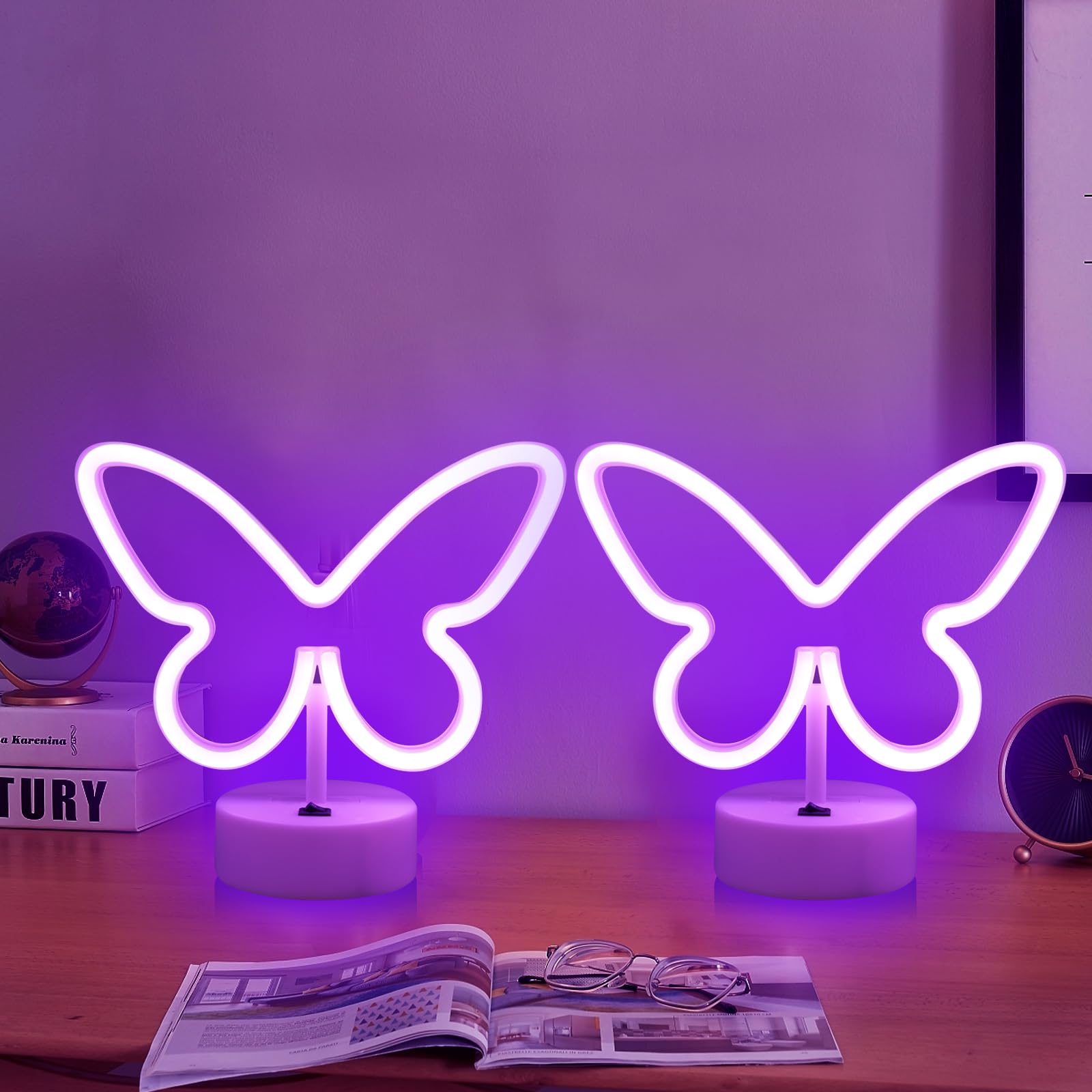 Neon Sign Ursa Major Butterfly Purple Led, Pacote Com 2 Unidades Usb/bateria