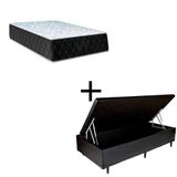 Cama Box Baú Solteiro 88 Tecido Sintético Preto Com Colchão Marrocos - Poliéster - Espuma D33 30cm