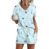Conjunto De Pijama Ekouaer, Roupa De Dormir Feminina De Manga Curta