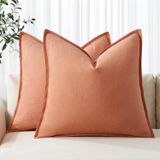 Capas De Travesseiro Miulee, Linho Decorativo, 45 X 45 Cm, Pacote Coral Com 2