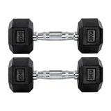 Par Halteres 3kg + 3kg Dumbbell Sextavado Emborrachado Pegada Cromada Gallant (gdb03f3b-pt)
