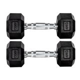 Par Halteres 4kg + 4kg Dumbbell Sextavado Emborrachado Pegada Cromada Gallant (gdb04f3b-pt)