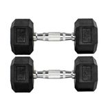Par Halteres 5kg + 5kg Dumbbell Sextavado Emborrachado Pegada Cromada Gallant (gdb05f3b-pt)