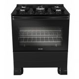 Fogão Mueller 5 Bocas Preto Bivolt Mesa De Vidro E Tripla Chama Mfv5bf