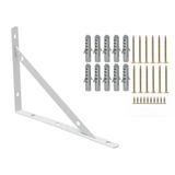 12 X Mão Francesa Branca 20cm Com Kit De Parafuso E Bucha