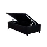 Box Baú Solteiro Corino Preto Para Colchões De Até 88cm