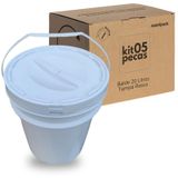 Balde 20l Tampa Rosqueavel Para Sorvete - Kit 5 Pçs