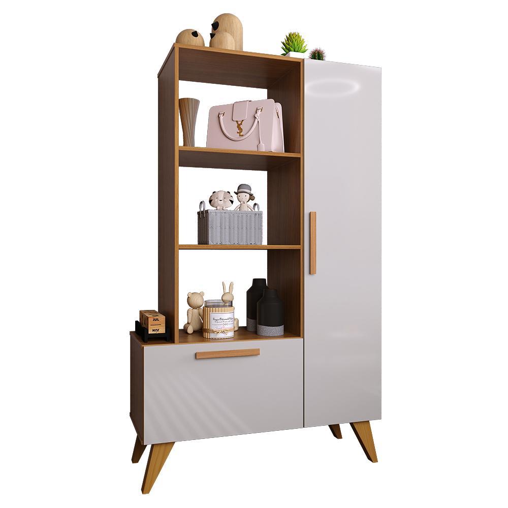 Estante Livreiro Multiuso 6213 Retrô 1 Gaveta E 1 Gaveta Freijó/off White - Indékes