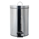 Lixeira De Metal Redonda Cromada Com Pedal 20 Litros