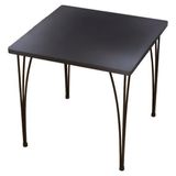 Mesa Quadrada Preta Home 80x80x76cm - Aço E Madeira