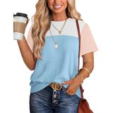 Camiseta Feminina Wiholl, Folgada, Manga Curta, Azul, Tamanho M