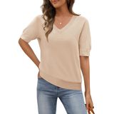 Top Merokeety, Suéter Feminino De Verão, Manga Curta, Decote Em V