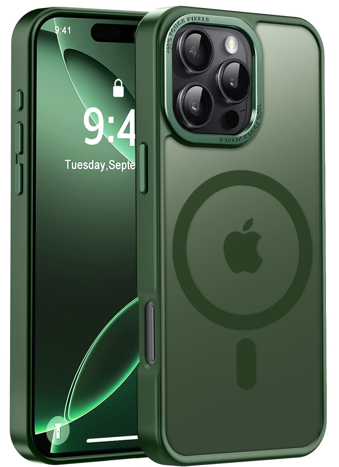 Capa De Telefone Newfuture Projetada Para Iphone 16 Pro Verde Escuro