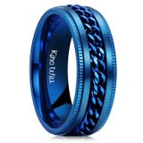 Ring King Will Intertwine 8 Mm Spinner Blue Em Aço Inoxidável