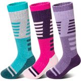 Meias De Esqui Velice Kids Merino Wool, 3 Pares De 4 A 7 Anos, Roxas/verdes
